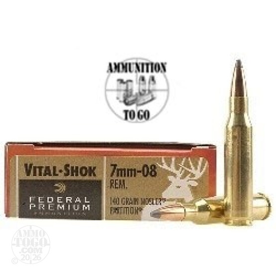 20rds - 7mm-08 Rem Federal Vital-Shok 140gr. Nosler AccuBond Ammo